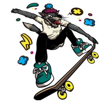 Tapete vinílico de animais lobo de skate - TenStickers
