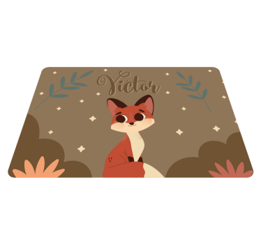 Tapete vinílico de animais raposa fofa para menino com nome - TenStickers