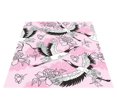 Tapete vinílico de animais padrão moderno rosa de aves - TenStickers