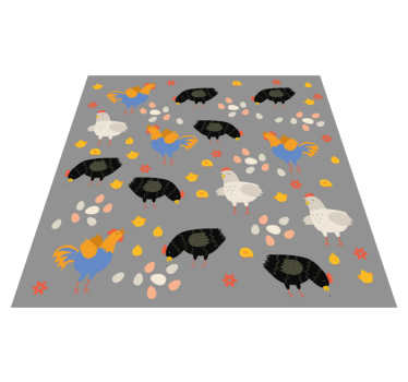 Tapete vinílico de animais padrão galinhas no cercado - TenStickers
