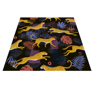Tapete vinílico de animais folhas tropicais e leopardos - TenStickers