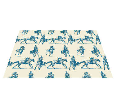 Tapete vinílico de animais padrão de cavalo azul e bege - TenStickers