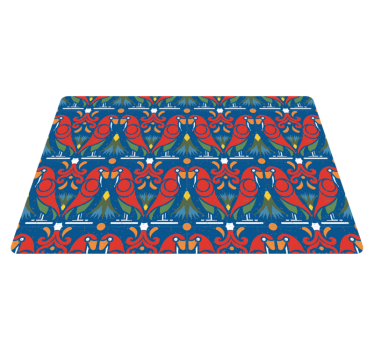 Tapete vinílico de animais com design floral azul - TenStickers