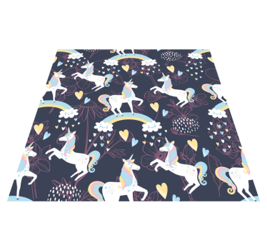 Tapete vinílico de animais padrão floral de unicórnios rosa - TenStickers