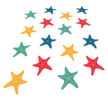 Tapete vinílico de animais estrela-do-mar colorida - TenStickers