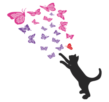 Tapete vinílico de animais gatinhos brincando com borboletas - TenStickers