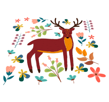 Tapete vinílico de animais ilustração de veado divertido - TenStickers