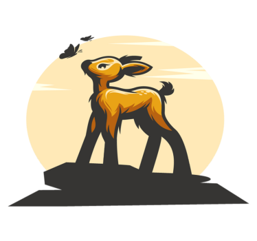 Tapete vinílico de animais veados e borboletas - TenStickers
