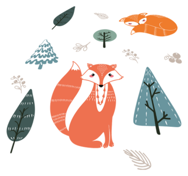 Tapete vinílico de animais com design de raposa lúdica - TenStickers