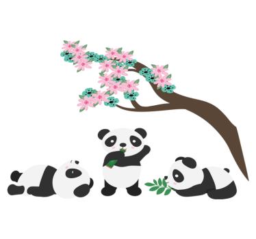Tapete vinílico de animais clã de pandas divertidos - TenStickers
