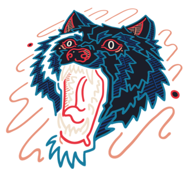 Tapete vinílico de animais lobo uivante gráfico - TenStickers