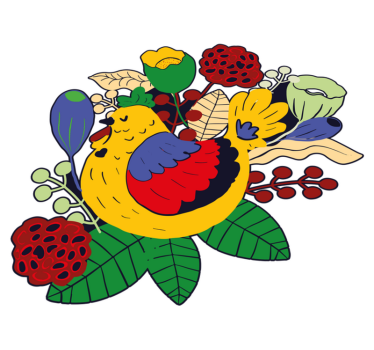 Tapete vinílico de animais pássaros coloridos e florais - TenStickers