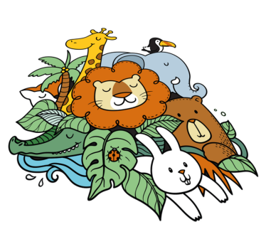 Tapete vinílico de animais cena de animais brincando - TenStickers