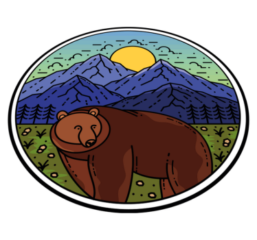 Tapete vinílico de animais urso na paisagem - TenStickers