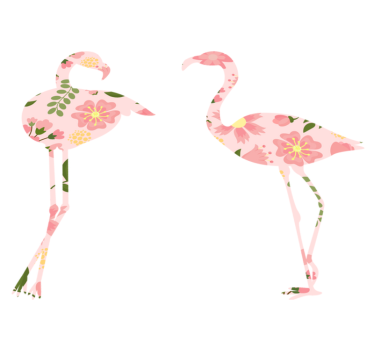 Tapete vinílico de animais com padrão floral de flamingo - TenStickers
