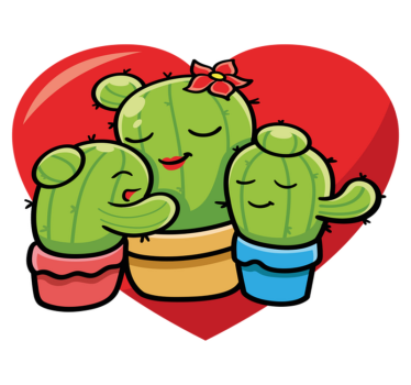 Tapete vinílico de animais família cacto amor - TenStickers