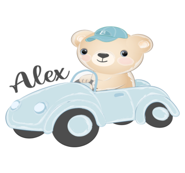 Tapete vinílico de animais urso motorista fofo - TenStickers