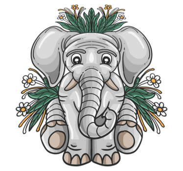 Tapete vinílico de animais ilustração de elefante fofo - TenStickers