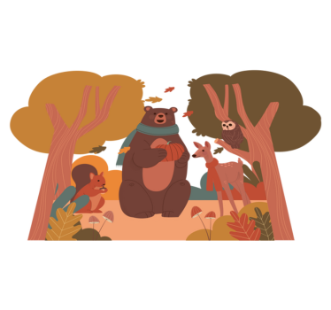 Tapete vinílico de animais criaturas da floresta de outono - TenStickers