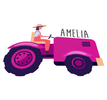 Tapete vinílico de animais aventura personalizada com trator - TenStickers