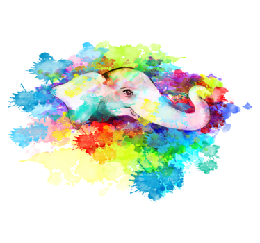 Tapete vinílico de animais elefante colorido splash - TenStickers
