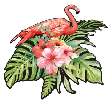 Tapete vinílico de animais flamingo com flores - TenStickers