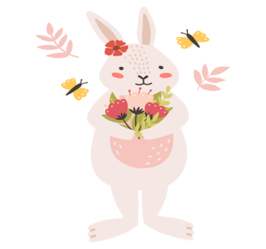 Tapete vinílico de animais com arte de coelho adorável - TenStickers