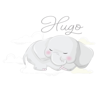 Tapete vinílico de animais elefante dormindo em nuvens - TenStickers