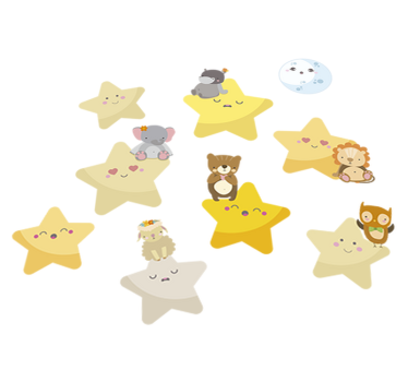 Tapete vinílico de animais estrelas para o quarto do bebê - TenStickers