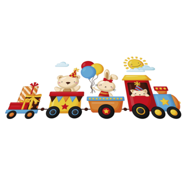 Tapete vinílico de animais trem de animais - TenStickers