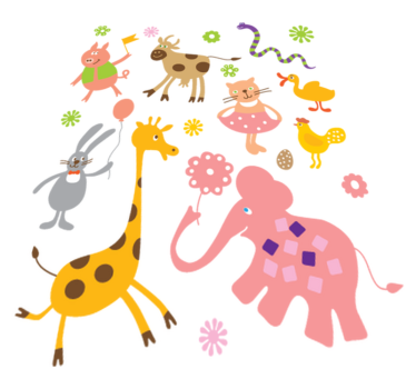 Tapete vinílico de animais criaturas coloridas - TenStickers