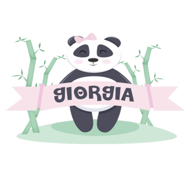 Tapete vinílico de animais panda menina com nome - TenStickers
