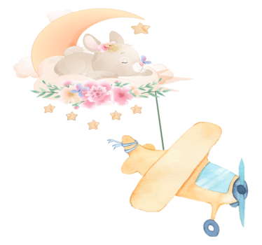 Tapete vinílico de animais coelho dormindo na lua - TenStickers