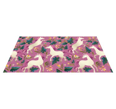 Tapete vinílico de animais design floral de cavalo rosa - TenStickers