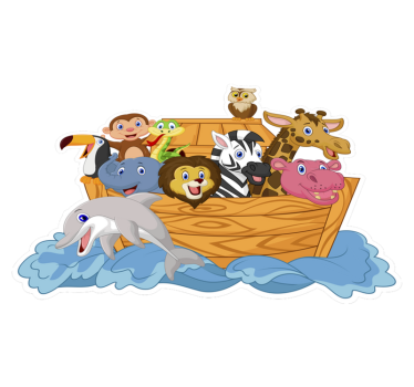 Tapete vinílico de animais arca de noé infantil - TenStickers