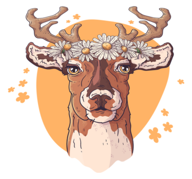 Tapete vinílico de animais veado floral - TenStickers