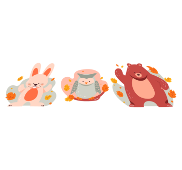 Tapete vinílico de animais ursos e coelhos da madeira - TenStickers