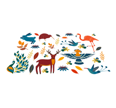 Tapete vinílico de animais com padrões coloridos - TenStickers