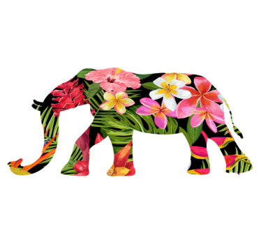 Tapete vinílico de animais silhueta floral de elefante - TenStickers