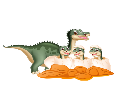 Tapete vinílico de animais família de dinossauros fofa - TenStickers