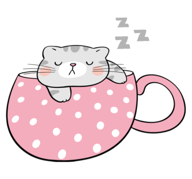 Tapete vinílico de animais caneca de gato dormindo - TenStickers