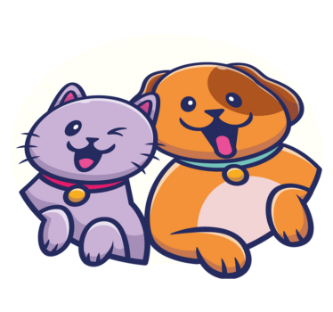 Tapete vinílico de animais gato e cachorro brincalhões - TenStickers