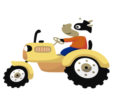 Tapete vinílico de animais vaca no trator - TenStickers