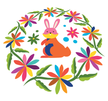 Tapete vinílico de animais com design de coelho colorido - TenStickers