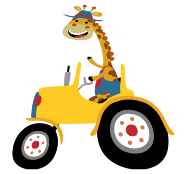 Tapete vinílico de animais girafa feliz trator - TenStickers