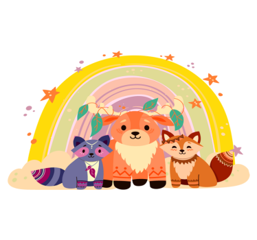 Tapete vinílico de animais trio de criaturas encantadoras - TenStickers