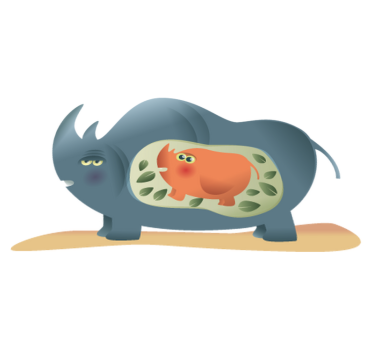 Tapete vinílico de animais mãe rinoceronte grávida - TenStickers