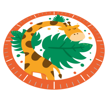 Tapete vinílico de animais relógio de criança girafa - TenStickers