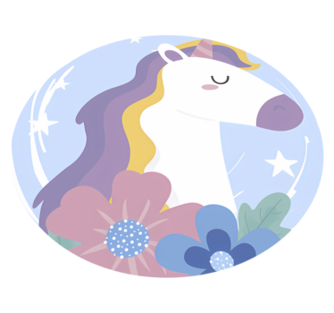 Tapete vinílico de animais unicórnio de cabelos brilhantes - TenStickers