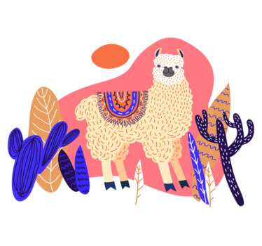 Tapete vinílico de animais lhama peruana e cacto - TenStickers